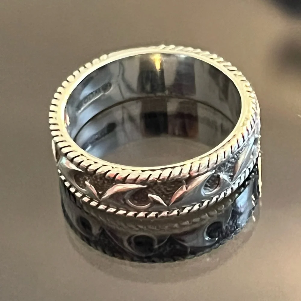 Sterling Silver Wave Band Ring Stamped 925 By Woods Unisex Size 8